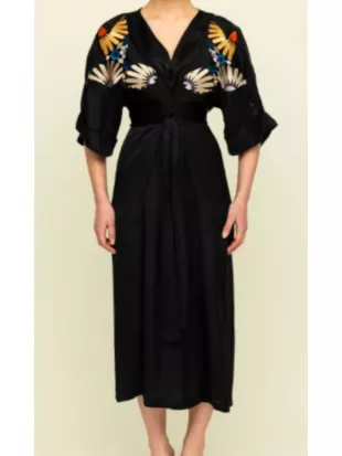 The Great Pottery Throwdown S09 Siobhan McSweeney Black Floral Dress