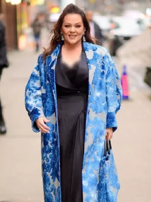 Melissa McCarthy Blue Floral Coat