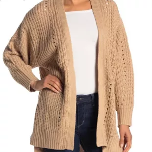 Chunky Knit Cardigan Tan