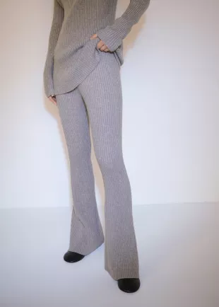 Flared Ribbed Knitted Pants