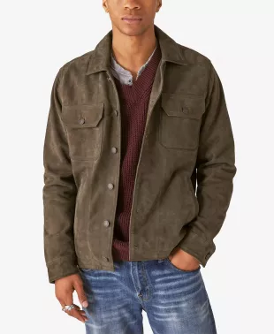 Military Inspired Genuine Leather Shirt Jacket