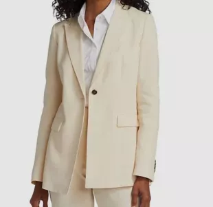 Women's Ivory Single Button Tailored Blazer Jacke