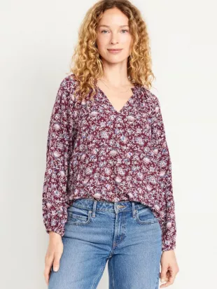 NWT V Neck Long Sleeve Floral Blouse