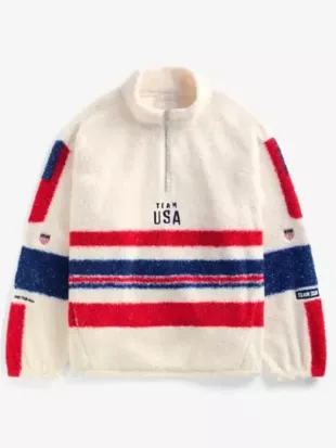 Team USA Cream Sherpa Pullover Jacket