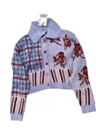 The Great Pottery Throwdown S09 Lilac Mix Print Cardigan