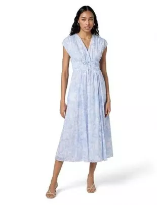 Tie Front Flutter Sleeve Midi Dress