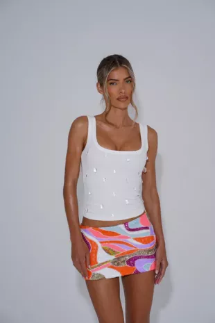 The Sequin Mini Skirt in Rio