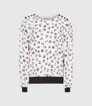 Jolie Lips Print Long Sleeve Top