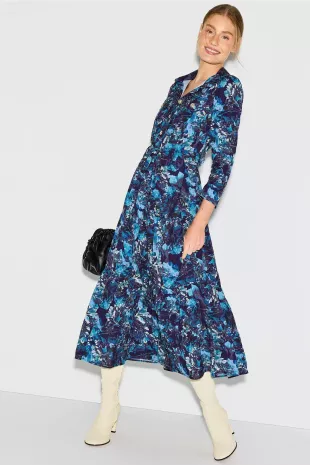 Printed Tie Waist Shirt Dress