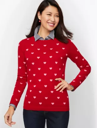 Crewneck Sweater in Hearts
