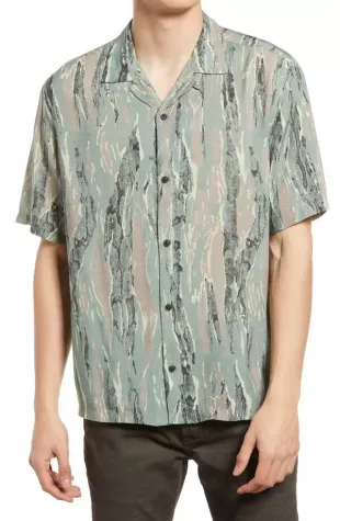 Serpentes Short Sleeve Button Up Camp Shirt