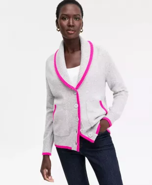 Tipped Shawl-Collar Boyfriend Cardigan
