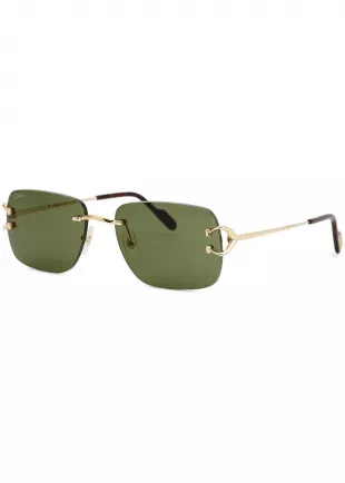 Signature C De Cartier Rimless Rectangle Frame Sunglasses