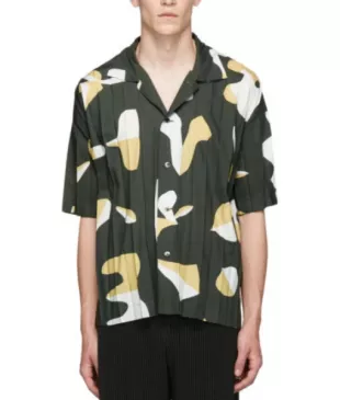 Issey Miyake Khaki Edge Print Shirt