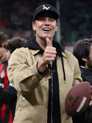 Tom Brady Milan Winter Olympics 2026 Brown Jacket