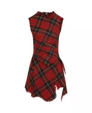 Red Tartan Sleeveless Dress