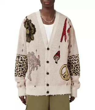 White Distressed Cardigan