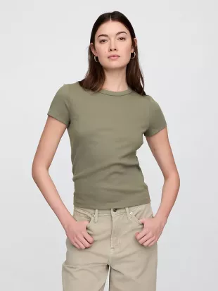 Ribbed Crewneck T-Shirt