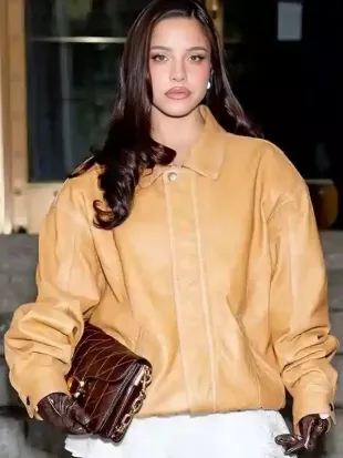 NYFW 2026 Emilia Mernes Brown Leather Jacket