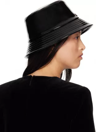 Black Coated Bucket Hat