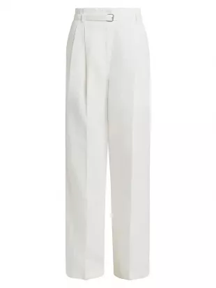 Jules Belted Linen-Blend Flared Pants