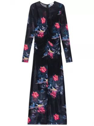Floral-print Ruched Maxi Dress