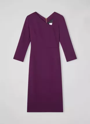 Alexis Purple Wool Crepe Shift Dress