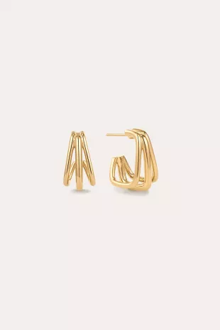 Esther Square Hoop Stud Earrings