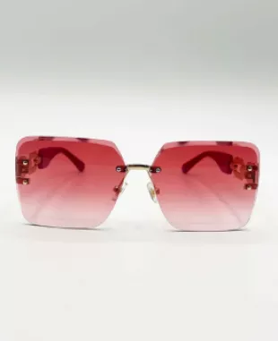 Rimless Oversized Square Sunglassses