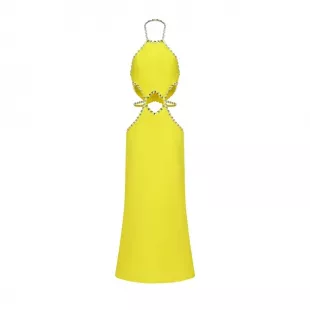 Juyce Halter Sleeveless Hollow Out Diamond Bandage Maxi Dress