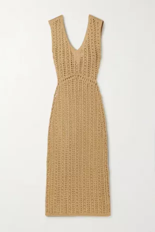 Tallara Open Back Crocheted Pima Cotton Maxi Dress