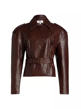 Lilou Croc-Embossed Faux Leather Jacket