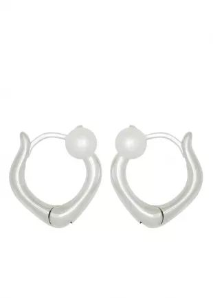 Juju Pearl Hoops in Silver