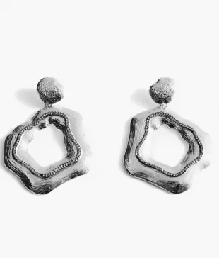 Crystal Embellished Textured Drop Earrings