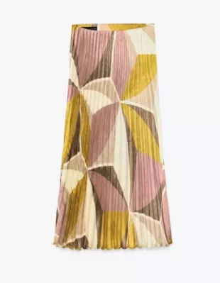 Geometric Pleat Midi Skirt