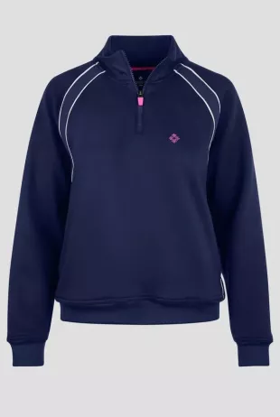 Layers Women's 2-Pocket STRETCH Half Zip Scuba Knit Scrub Jacket