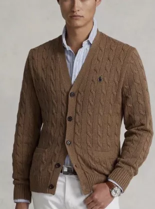 Cotton Cable-Knit Cardigan Sweater