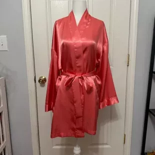 Pink Satin Robe Kimono