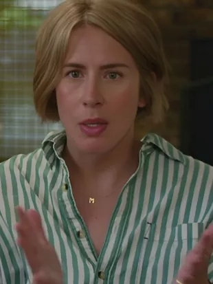 Erin Napier Home Town S10 Green & White Striped Shirt