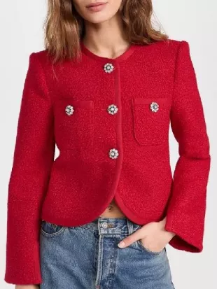 Fox And Friends 2026 Ainsley Earhardt Red Tweed Jacket