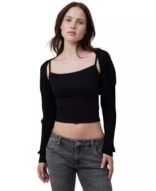 Loose Rib Knit Shrug Top