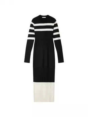 Two-tone Knit Midi Dress
