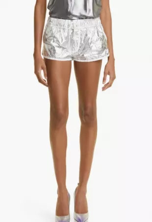 Metallic Crinkle Running Shorts