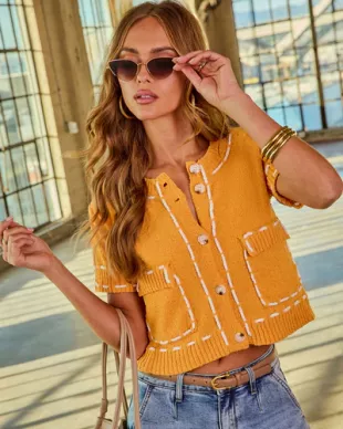 Quiet Start Contrast Stitch Cardigan