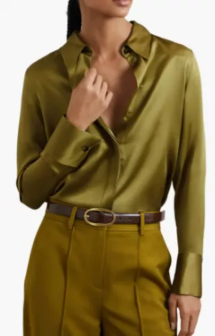 Ameira Silk Satin Button-Up Shirt