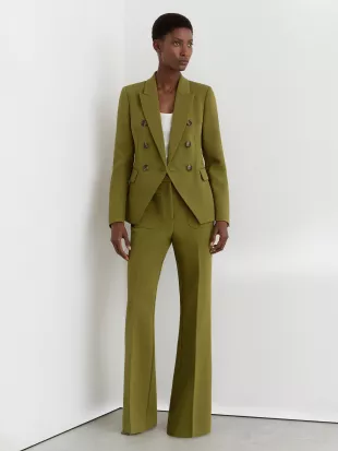 Petite Twill High-Rise Flared Trousers