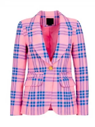 CBS Mornings Gayle King Pink and Blue Plaid Blazer
