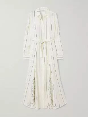 Galway Belted Striped silk-twill Midi Shirt Dress