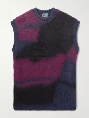 Degrade Brushed Jacquard-Knit Sweater Vest