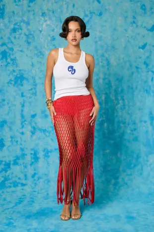 Yumi Faux Suede Laser Cut Skirt